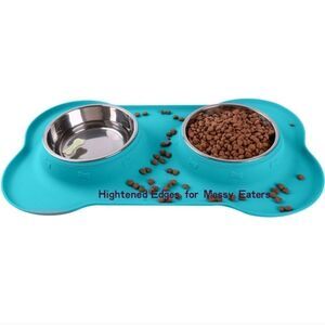 New Active Pets Dog Cat Bowl Set Stainless Steel No Spill Mess small silicone